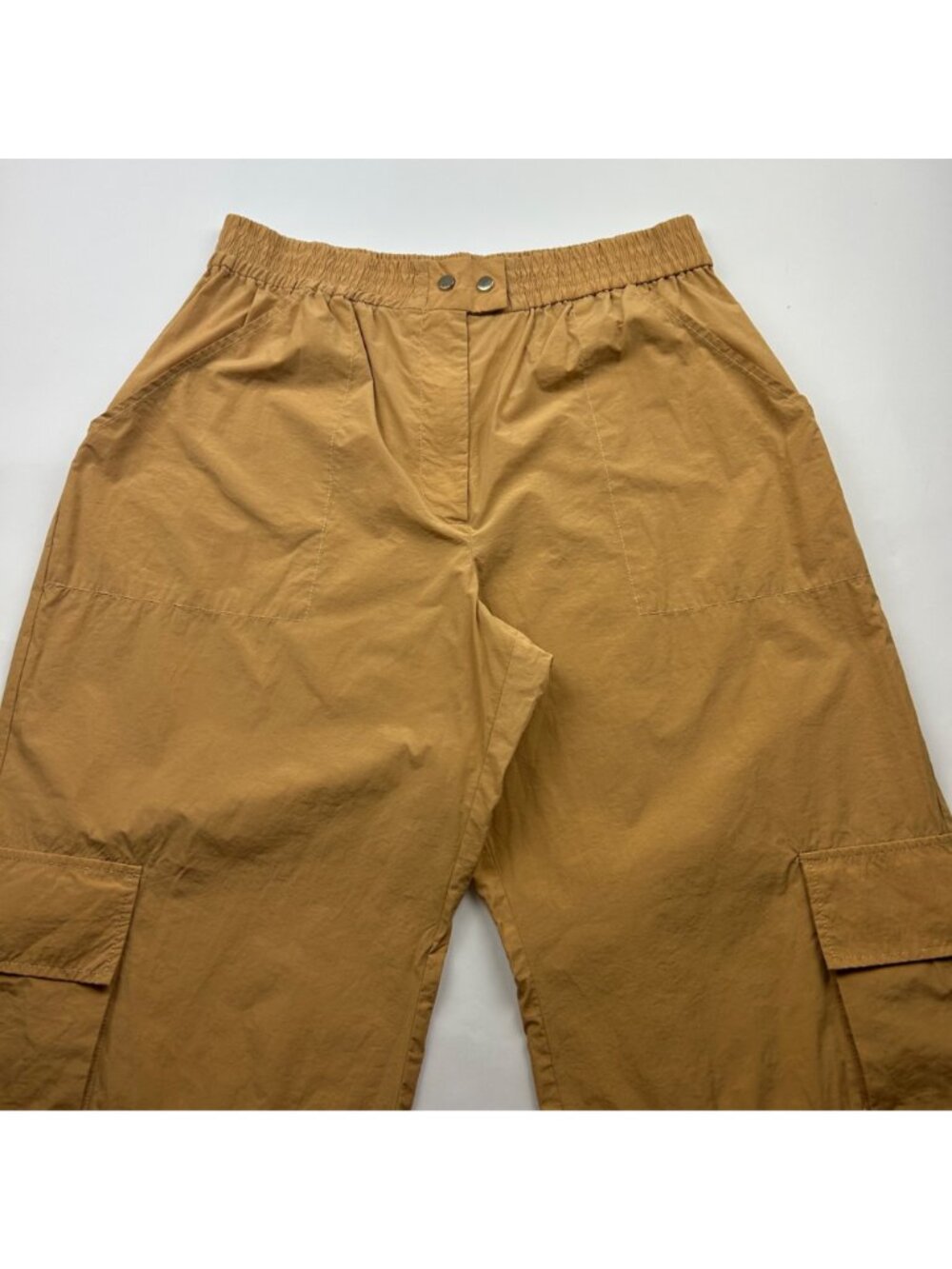 Pilcro Camel Brown Nylon Wide Leg Cargo Parachute Pant L - Picture 2 of 7